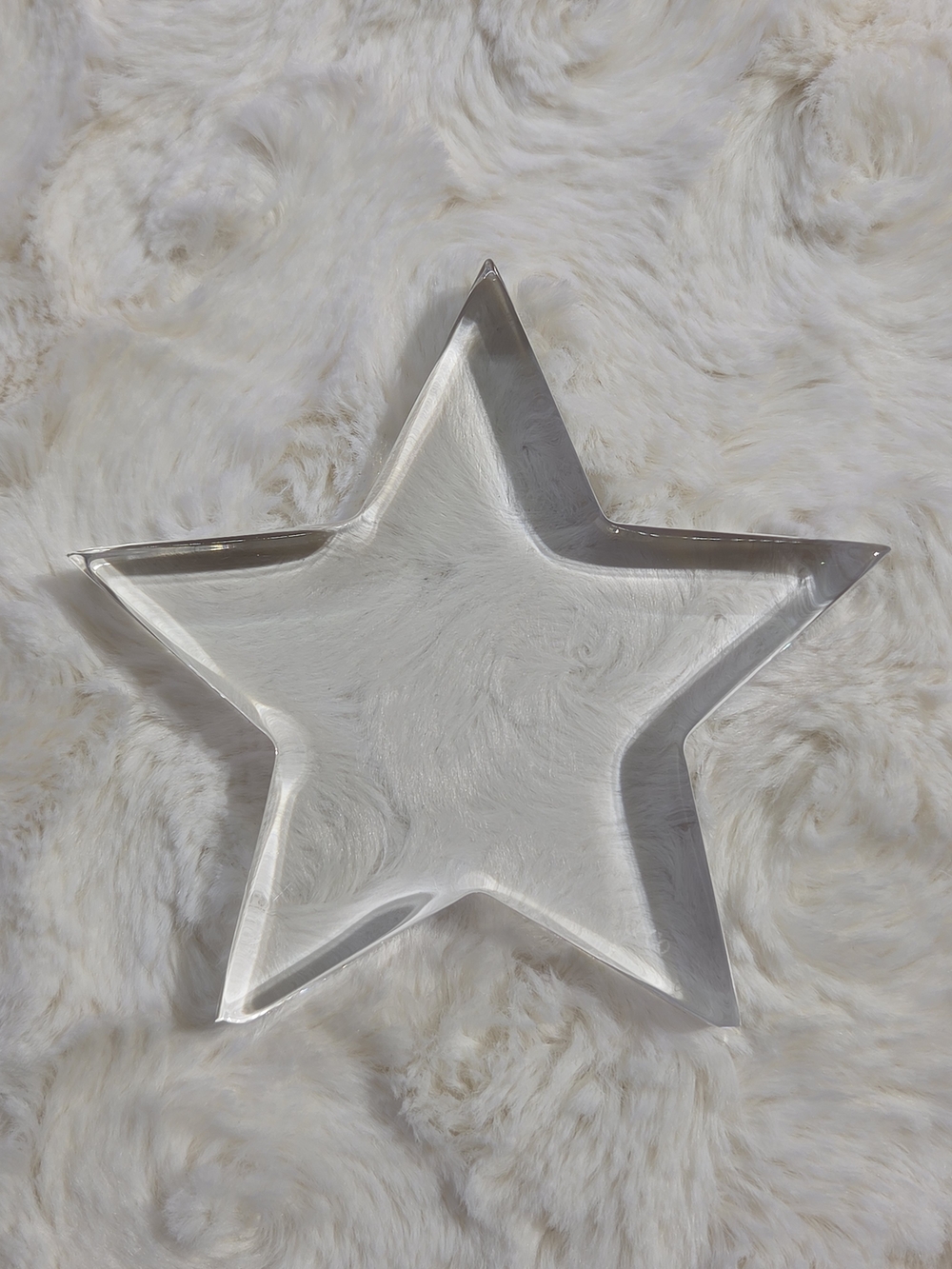 Tiffany & Co. - Solid Crystal Clear 5 Pointed Star Glass Paperweight